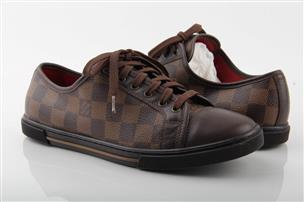 Louis Vuitton Brown Damier Ebene Canvas And Patent Leather Wedge